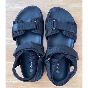 Monki Black Mesh Sandals